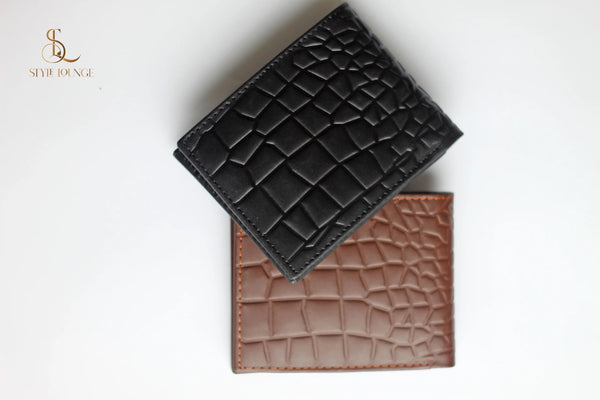 Genuine Leather Wallet In Crocodile Pattern With Soft Velvet Interior