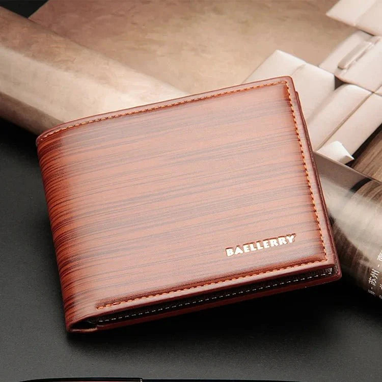 Gentlemen Luxury Wood Grain PU Leather Smart Wallet