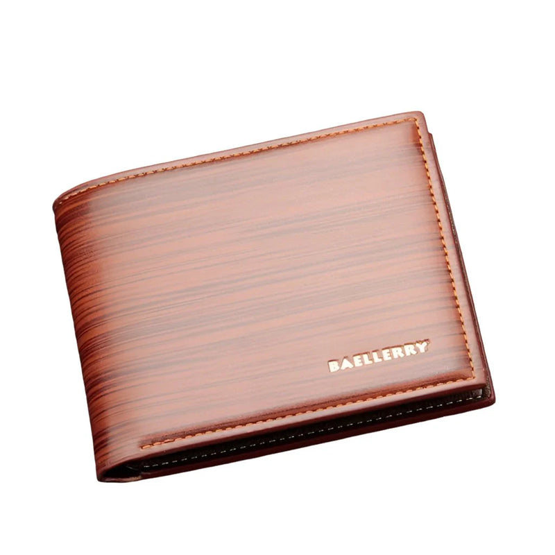 Gentlemen Luxury Wood Grain PU Leather Smart Wallet