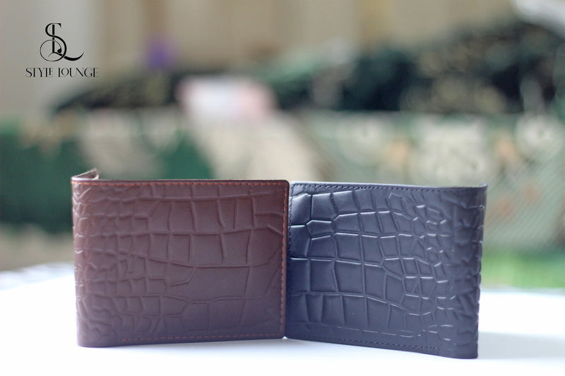 Genuine Leather Wallet In Crocodile Pattern With Soft Velvet Interior