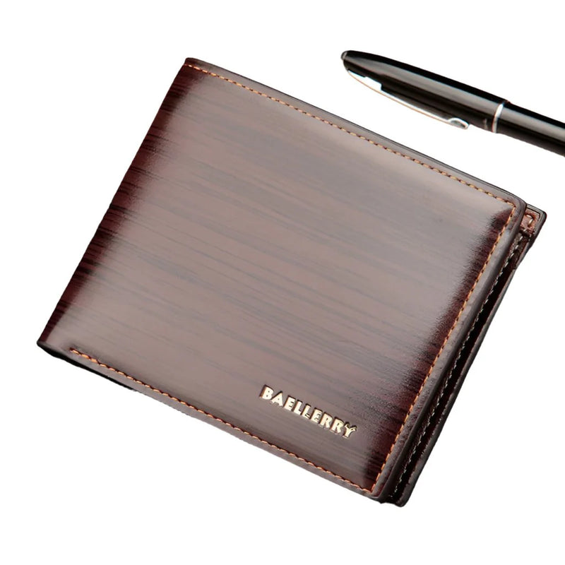 Gentlemen Luxury Wood Grain PU Leather Smart Wallet