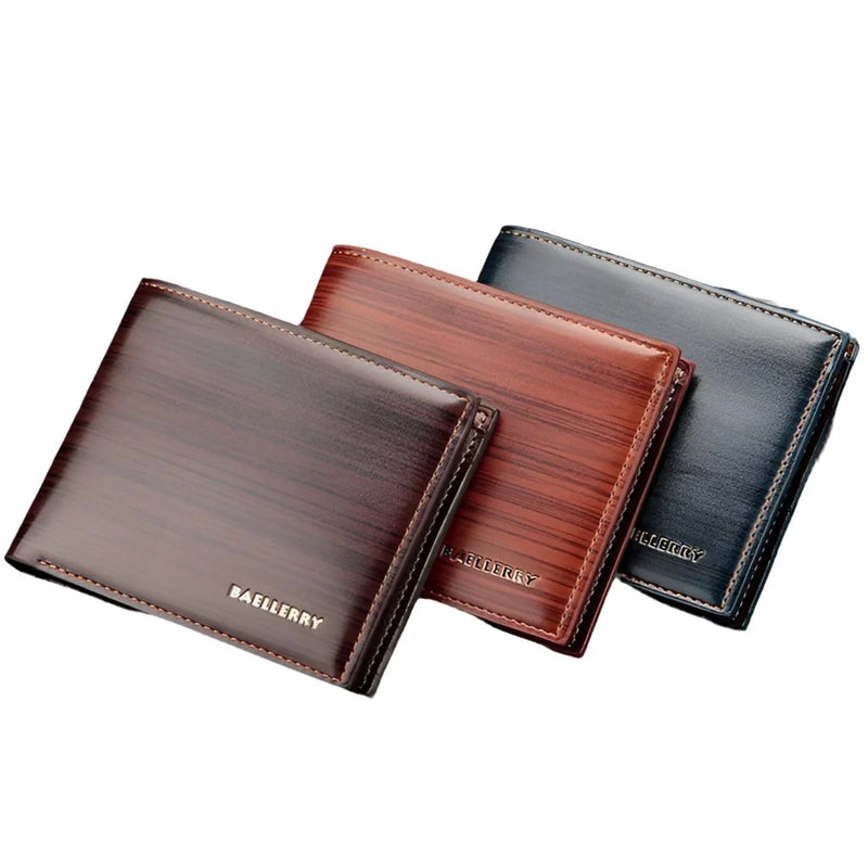 Gentlemen Luxury Wood Grain PU Leather Smart Wallet