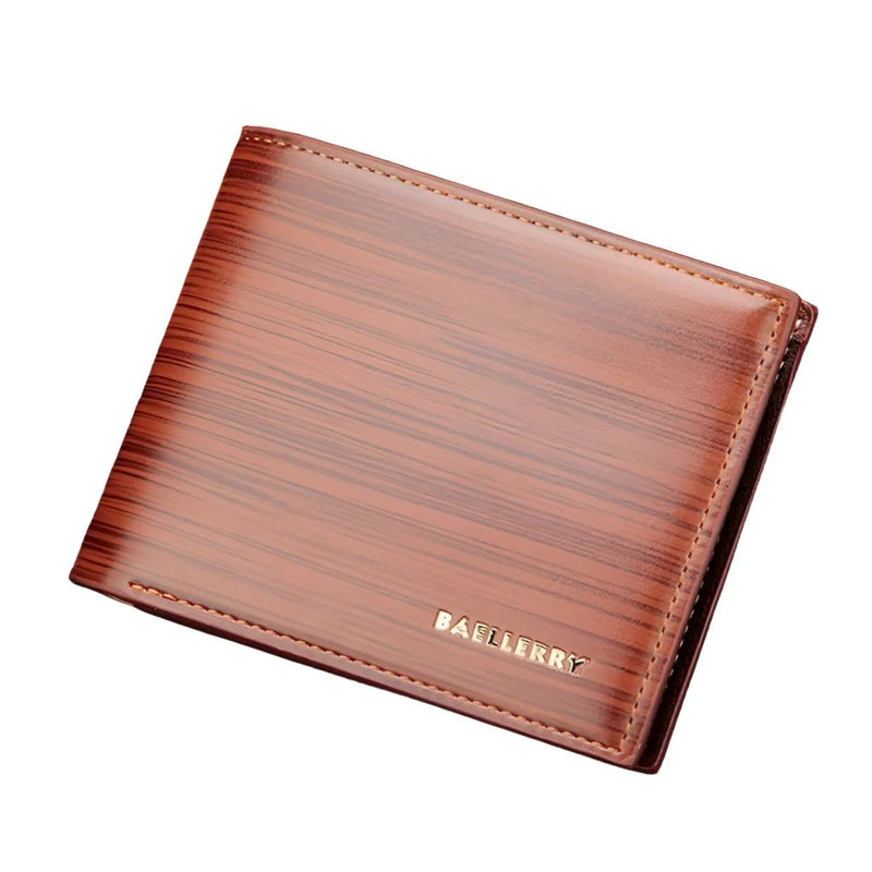 Gentlemen Luxury Wood Grain PU Leather Smart Wallet