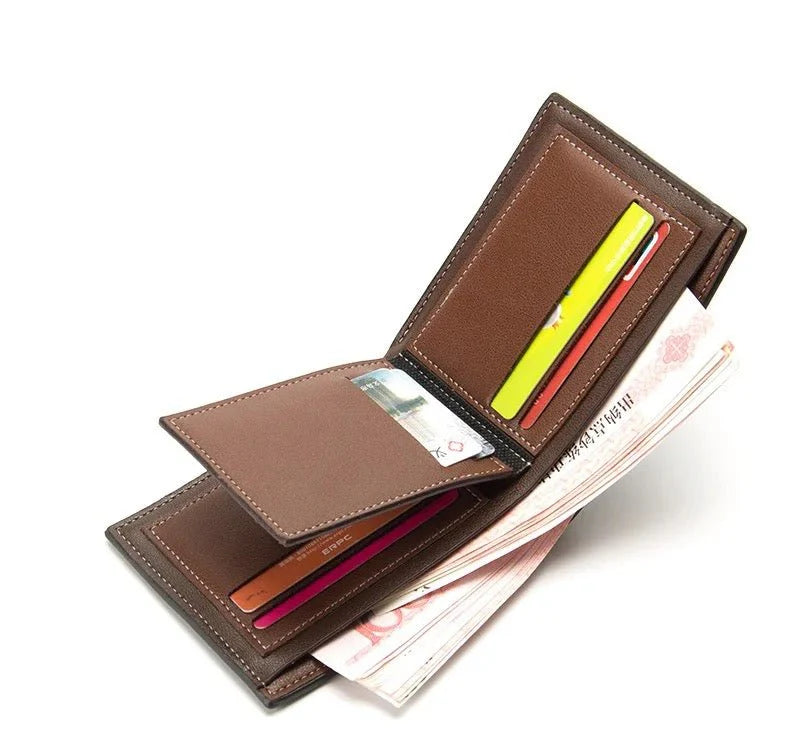 Gentlemen Luxury Wood Grain PU Leather Smart Wallet