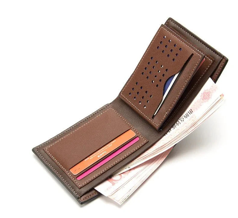 Gentlemen Luxury Wood Grain PU Leather Smart Wallet