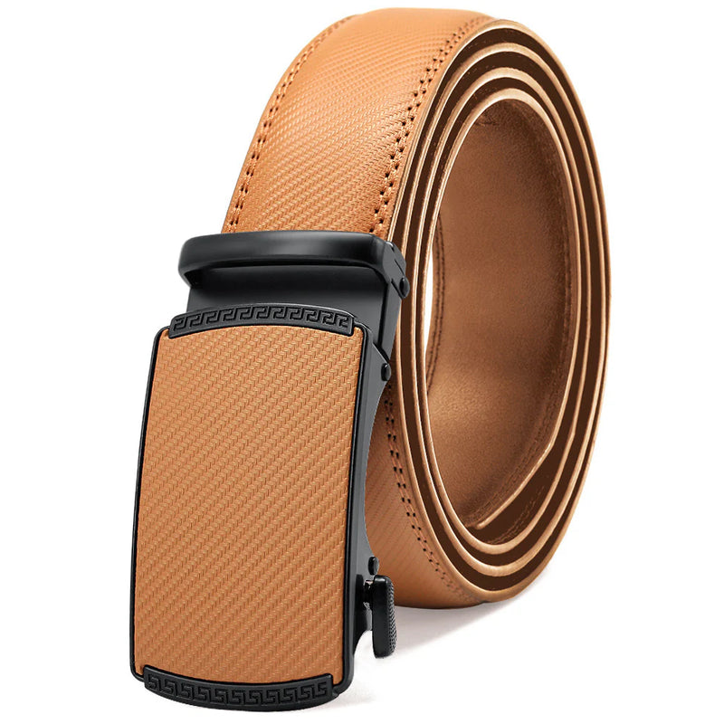 Auto buckle leather leather belt for men